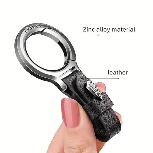 Vegan Leather Leaf Keychain with Belt Loop for Keys and Car