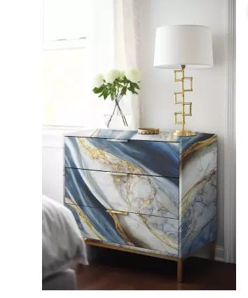 Blue Brown Marble Foil (TA-078) - Elegant Marble Design for Crafts