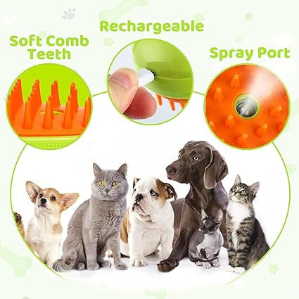 3-in-1 Electric Cat Steam Brush for Hair Removal and Grooming