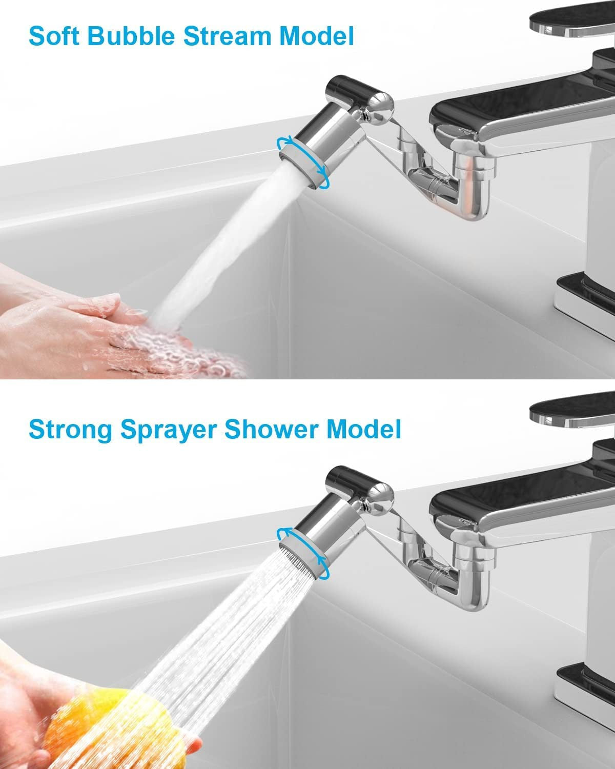 1080° Rotating Faucet Extender with Dual Water Modes for Kitchen & Bathroom