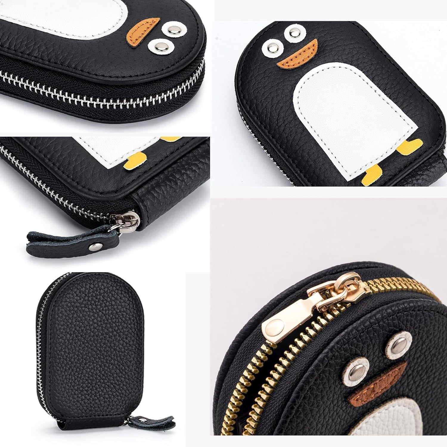 Leather Penguin Card Holder - Slim Mini Wallet for Cards