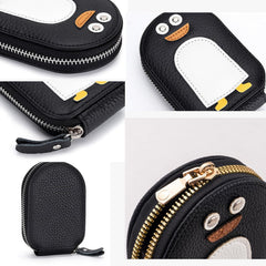 Leather Penguin Card Holder - Slim Mini Wallet for Cards