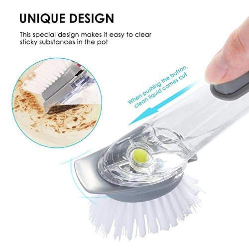 Kitchen Soap Dispenser & Dish Cleaning Brush Set with Refill