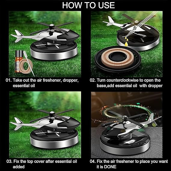 Helicopter Solar Car Freshener - Eco-Friendly Vehicle Fragrance