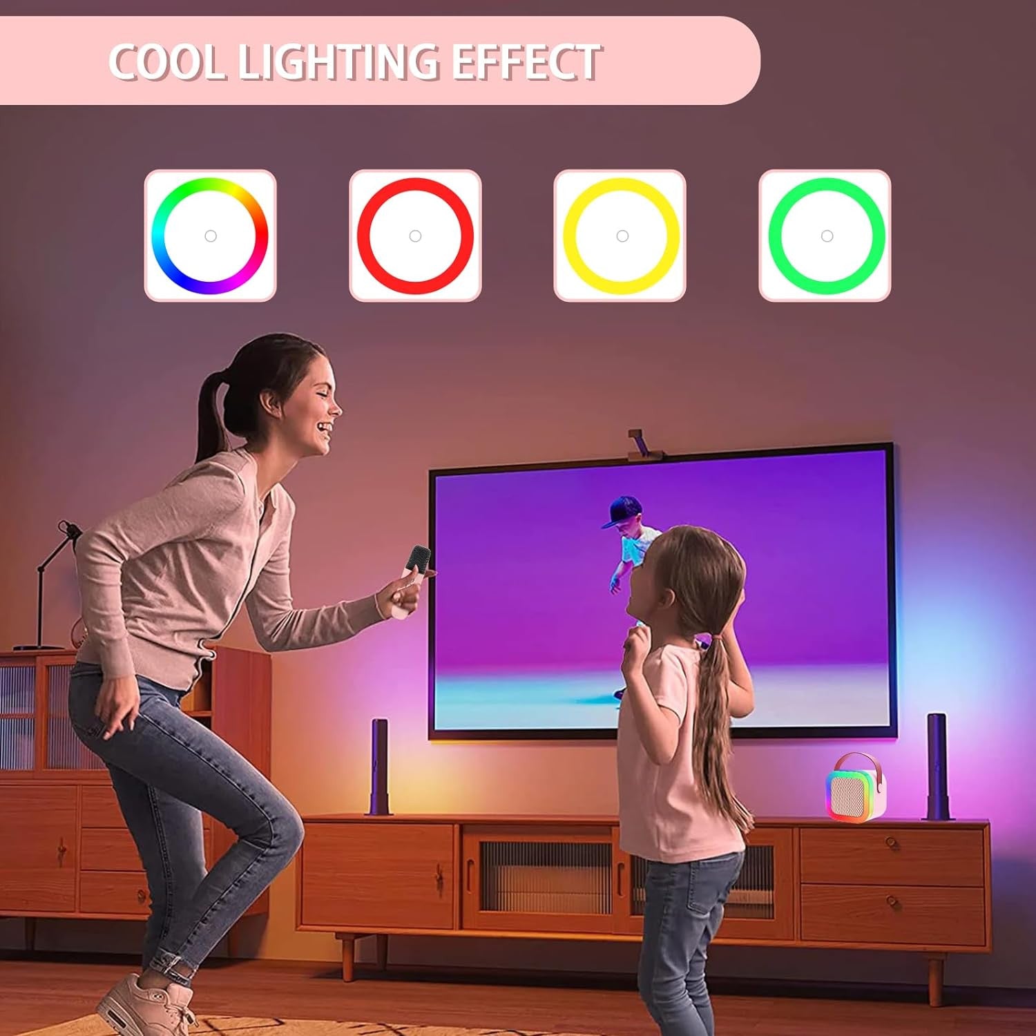 Portable Bluetooth Karaoke Speaker with Wireless Microphone & LED Light