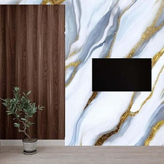 White Blue Marble Foil - Elegant Decorative Wrap (Ta-061)