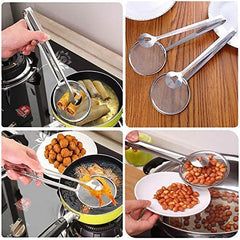 2-in-1 Fry Tool & Strainer: Multi-Functional Stainless Steel Tongs