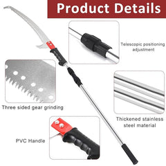 Telescopic Stainless Steel Pole Saw with Curved Hooked Blade