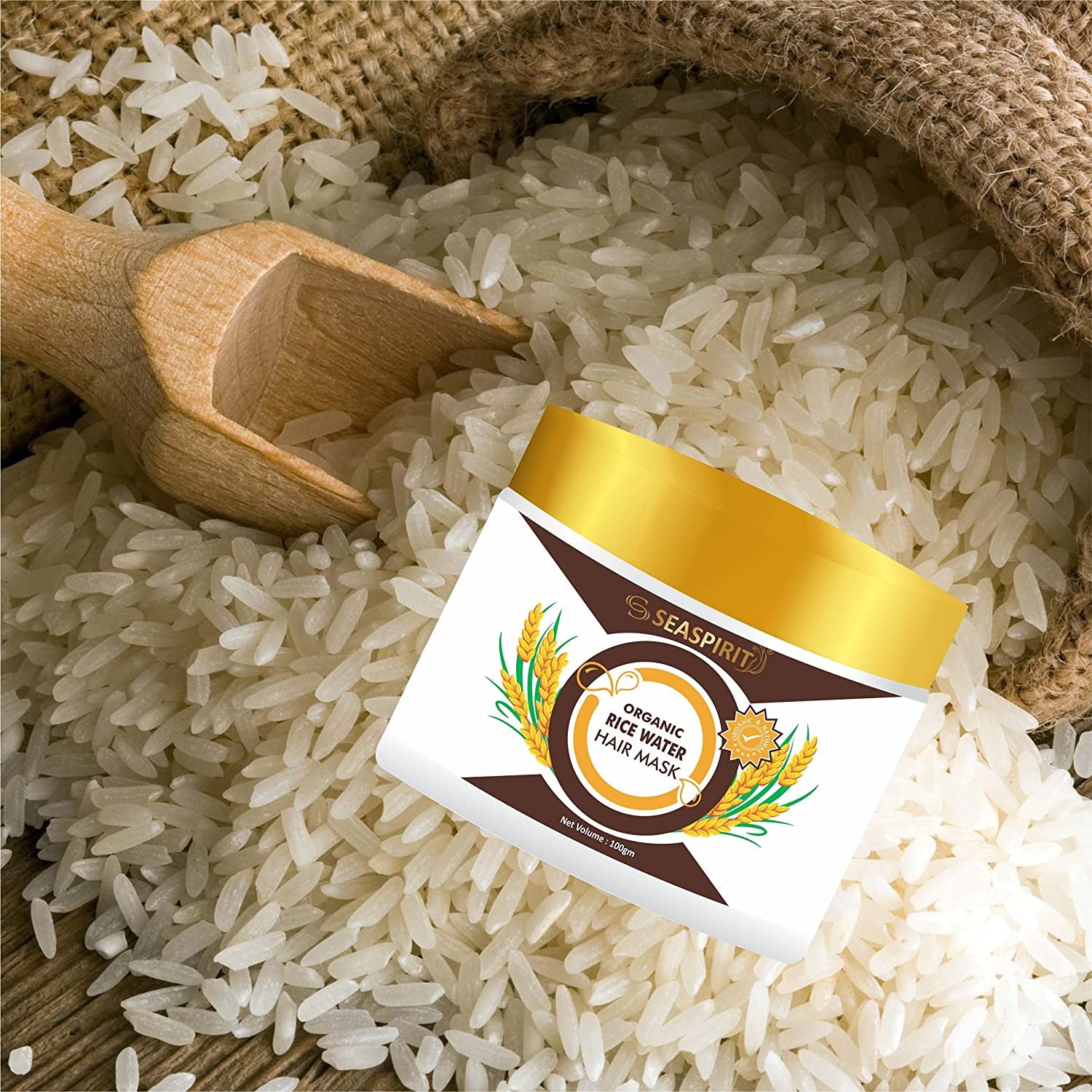 Organic Rice Water Hair Mask for Dry, Frizzy Hair - Strength & Growth