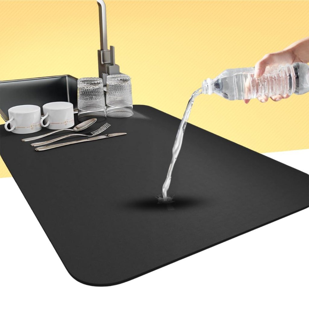 Large 40x60cm Water-Absorbent Dish Drying Mat – Non-Slip, Quick-Dry Kitchen Pad