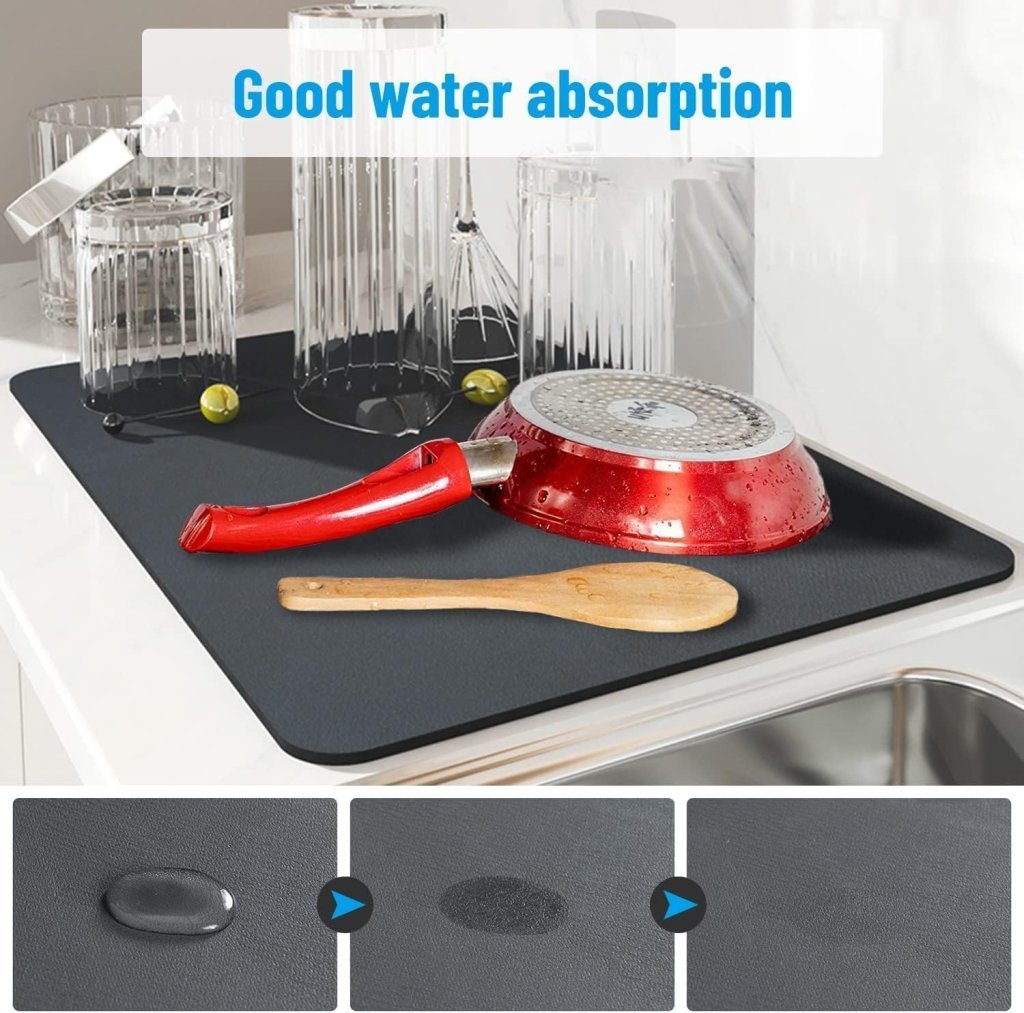 Large 40x60cm Water-Absorbent Dish Drying Mat – Non-Slip, Quick-Dry Kitchen Pad
