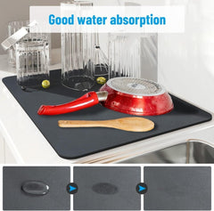 Large 40x60cm Water-Absorbent Dish Drying Mat – Non-Slip, Quick-Dry Kitchen Pad