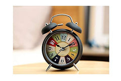 Stylish Black Metal Wall Clock with Silent Movement and Loud Alarm