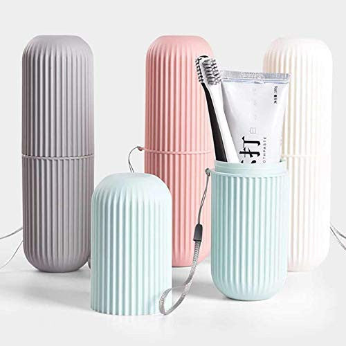 Portable Travel Toothbrush Holder Capsule with Tongue Cleaner, Compact & Lightweight