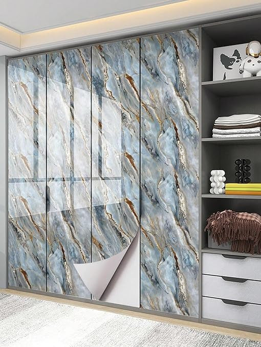 Blue Mountain Marble Foil Ta-060 Natural & Golden Blue Marble Finish