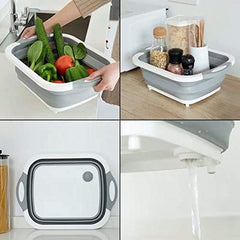 Foldable Multi-Function Kitchen Cutting & Washing Board with Colander