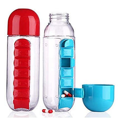 7-Day Pill Organizer Water Bottle with Built-In Medication Storage
