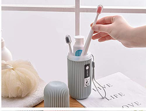 Portable Travel Toothbrush Holder Capsule with Tongue Cleaner, Compact & Lightweight