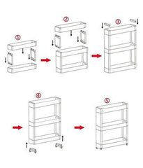 2-Layer Slim Plastic Storage Rack with Wheels for Kitchen & Laundry