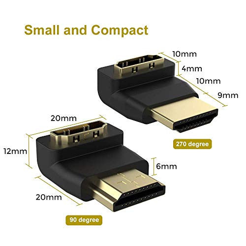 Storite Black 90° HDMI Male to Female L-Shaped Extender Adapter