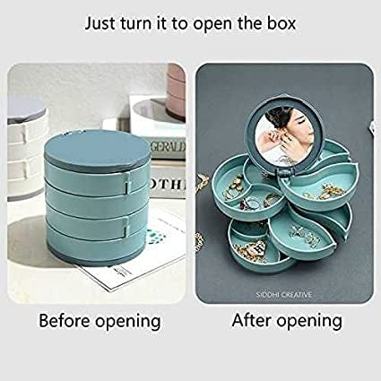 4-Layer 360° Rotating Jewelry Organizer with Mirror and Storage
