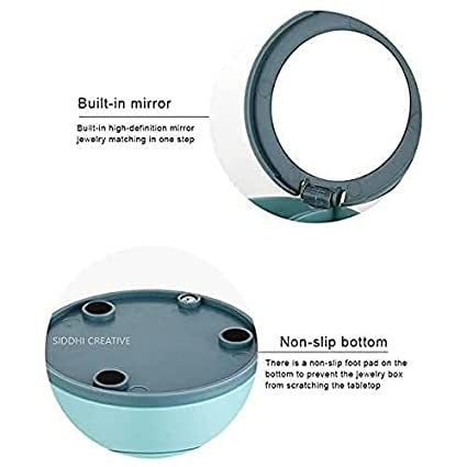 4-Layer 360° Rotating Jewelry Organizer with Mirror and Storage