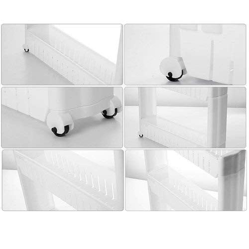 2-Layer Slim Plastic Storage Rack with Wheels for Kitchen & Laundry