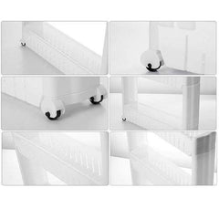 2-Layer Slim Plastic Storage Rack with Wheels for Kitchen & Laundry