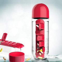 7-Day Pill Organizer Water Bottle with Built-In Medication Storage