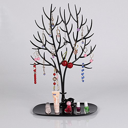 Deer Tree Jewelry Organizer Stand with Storage Tray