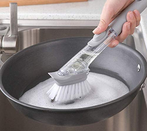 Kitchen Soap Dispenser & Dish Cleaning Brush Set with Refill