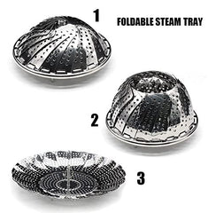 Large 16.5cm Stainless Steel Folding Vegetable Steamer Basket