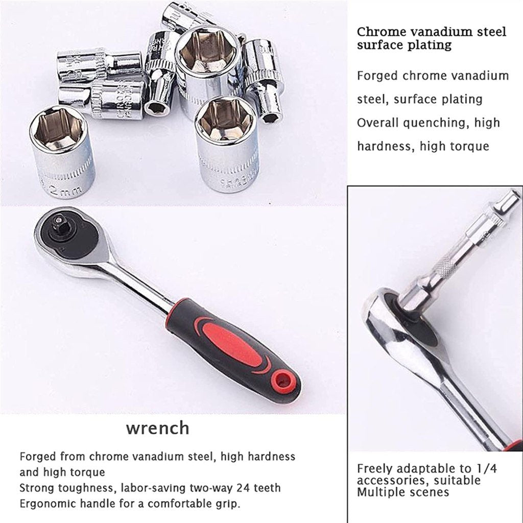 46-in-1 Multi-Purpose Hand Tool & Socket Set for Bike, Car, & Home