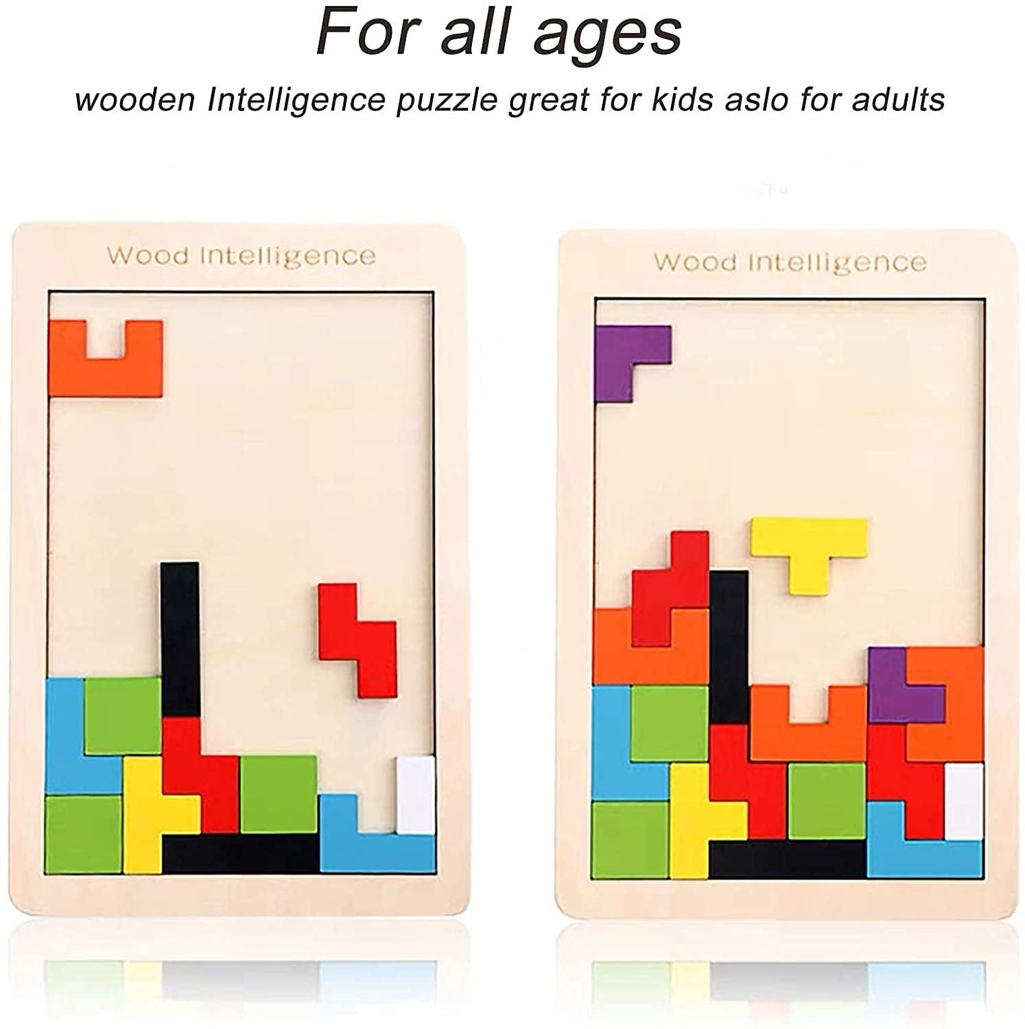 Colorful Wooden Tetris Jigsaw Puzzle for Brain Teasers & STEM Learning