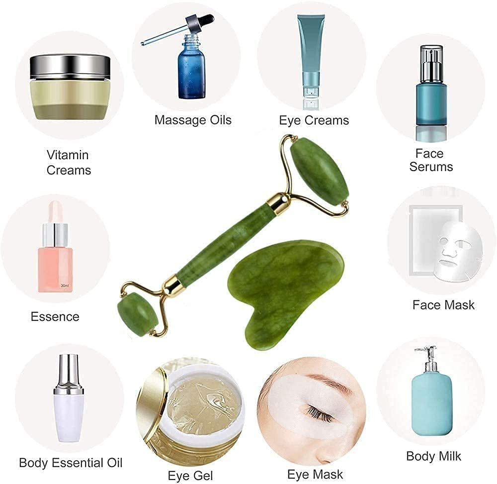 Natural Jade Facial Roller for Wrinkles & Eye Treatment