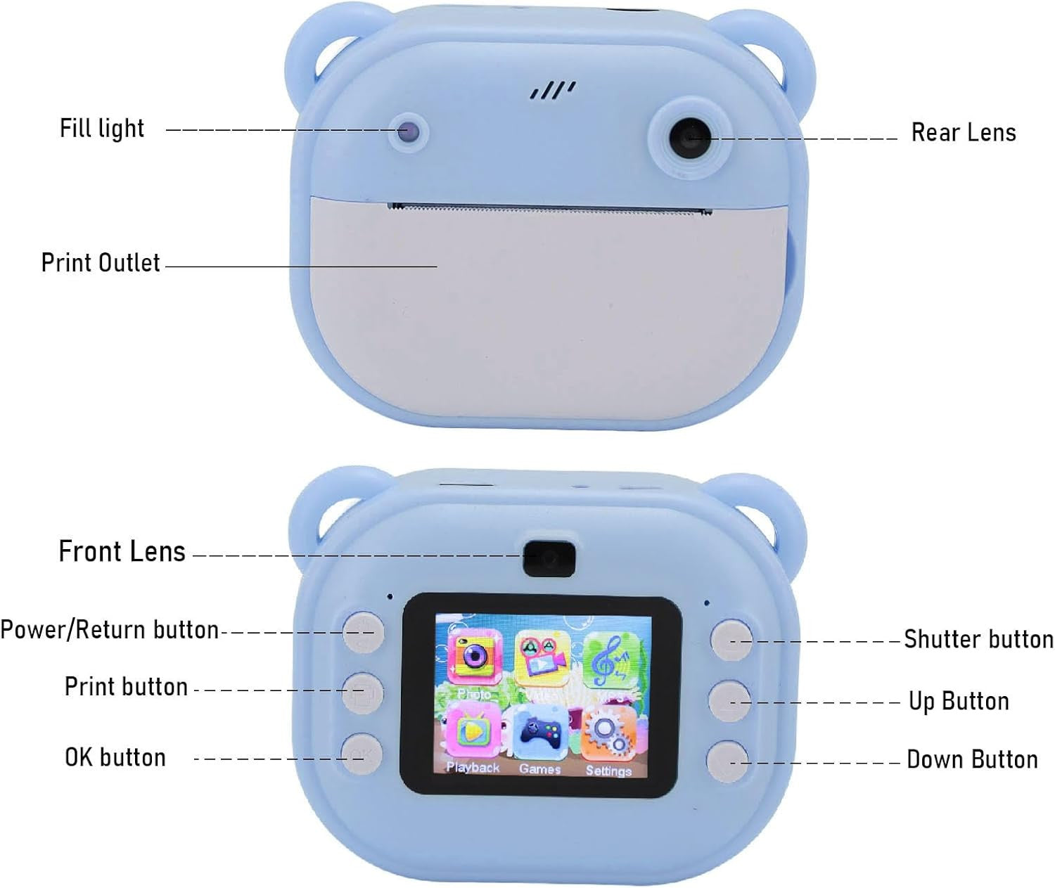 Kids Instant Print Camera with 48MP Dual Cameras & Thermal Printing