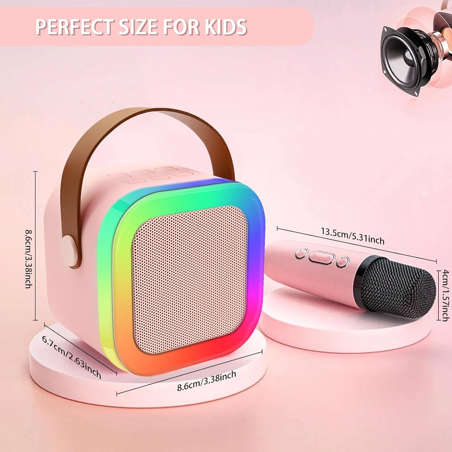 Portable Bluetooth Karaoke Speaker with Wireless Microphone & LED Light