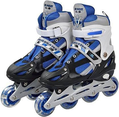 Blue LED Light-Up Inline Skates for Kids and Adults