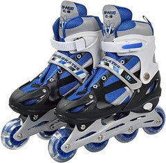 Blue LED Light-Up Inline Skates for Kids and Adults