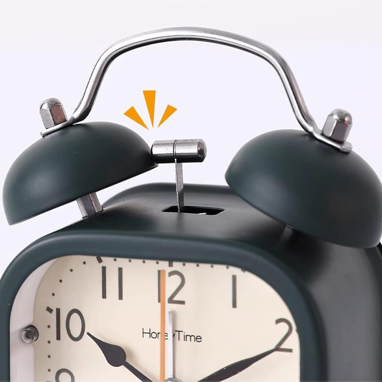 Square Twin Bell Alarm Clock with Night LED Light for Desk and Table