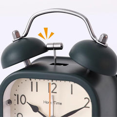 Square Twin Bell Alarm Clock with Night LED Light for Desk and Table