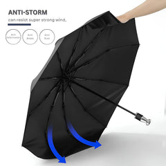 Auto Open Close Umbrella with Stylish Handle and Windproof Tri-Step Tech