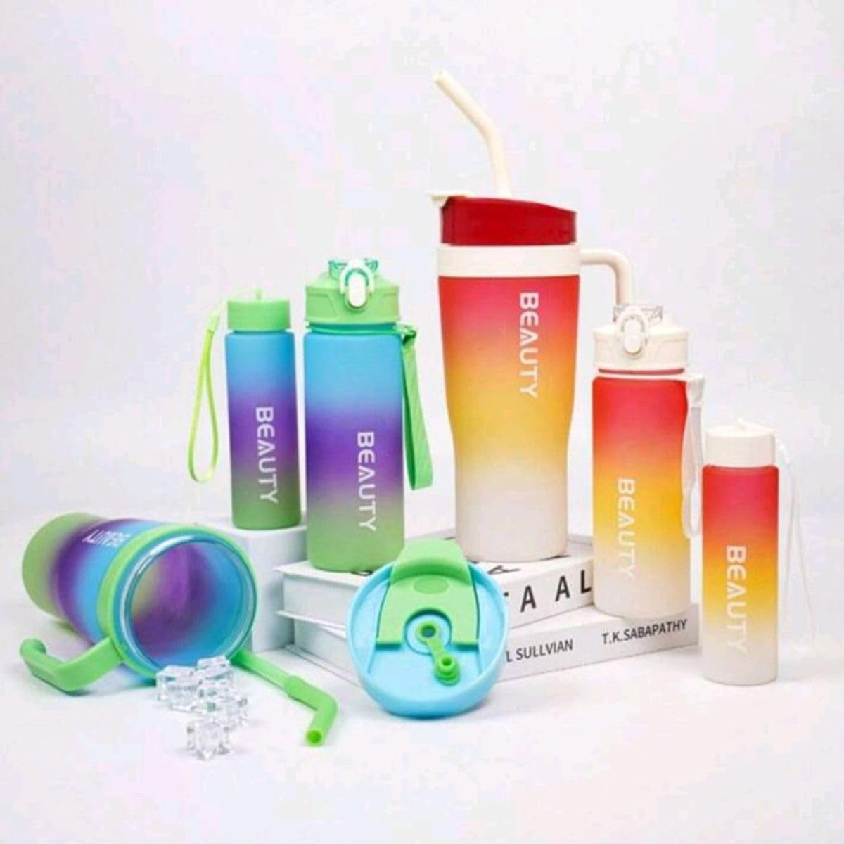 3-Piece Gradient Water Bottles & Mugs Set – BPA-Free, Leakproof, 32oz