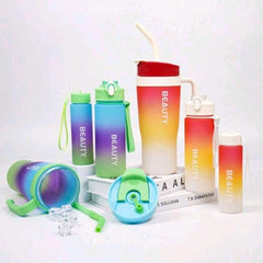 3-Piece Gradient Water Bottles & Mugs Set – BPA-Free, Leakproof, 32oz