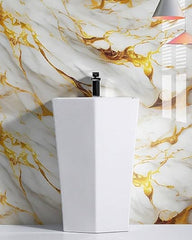 White Gold Marble Foil - Self-Adhesive Waterproof Contact Paper