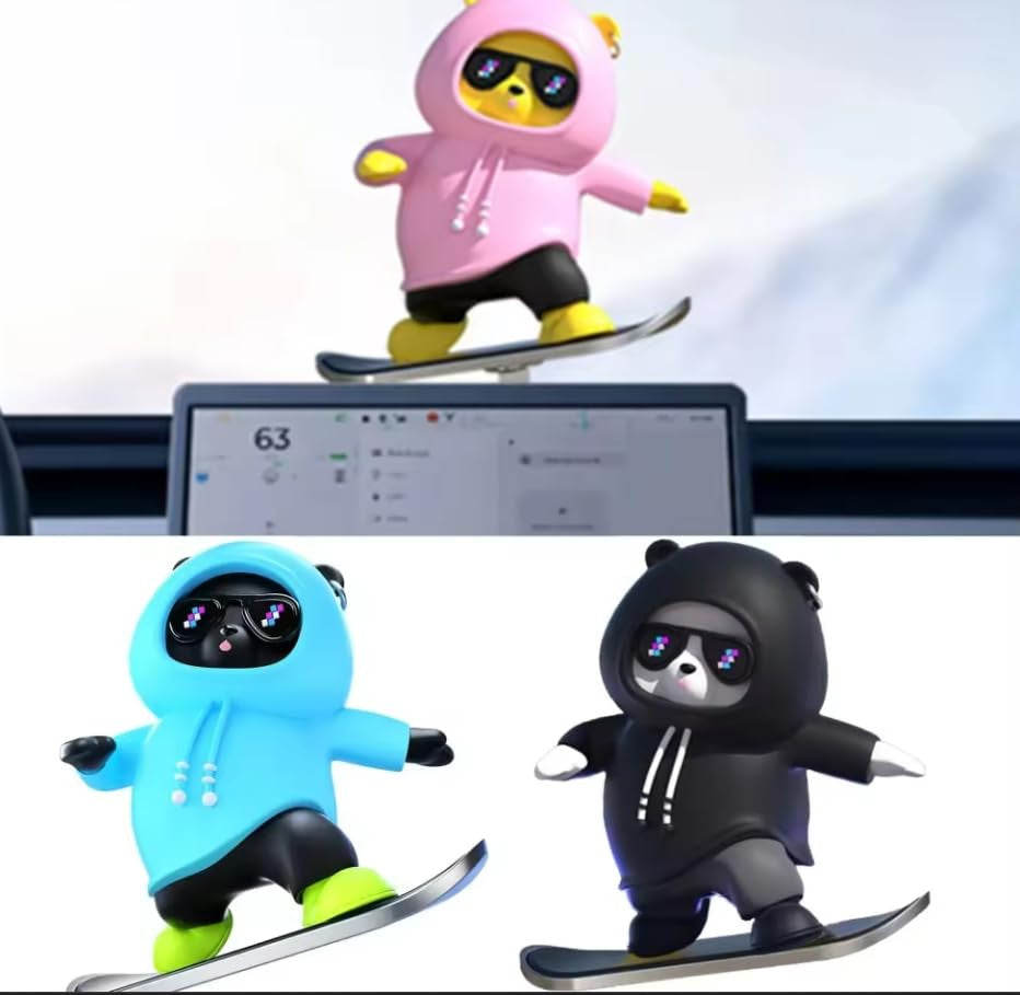 Sliding Bear Car Decor - Fun Skateboarding Interior Ornament