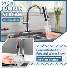 4-Mode Swivel Waterfall Kitchen Faucet with Splash-Proof & Shower Function