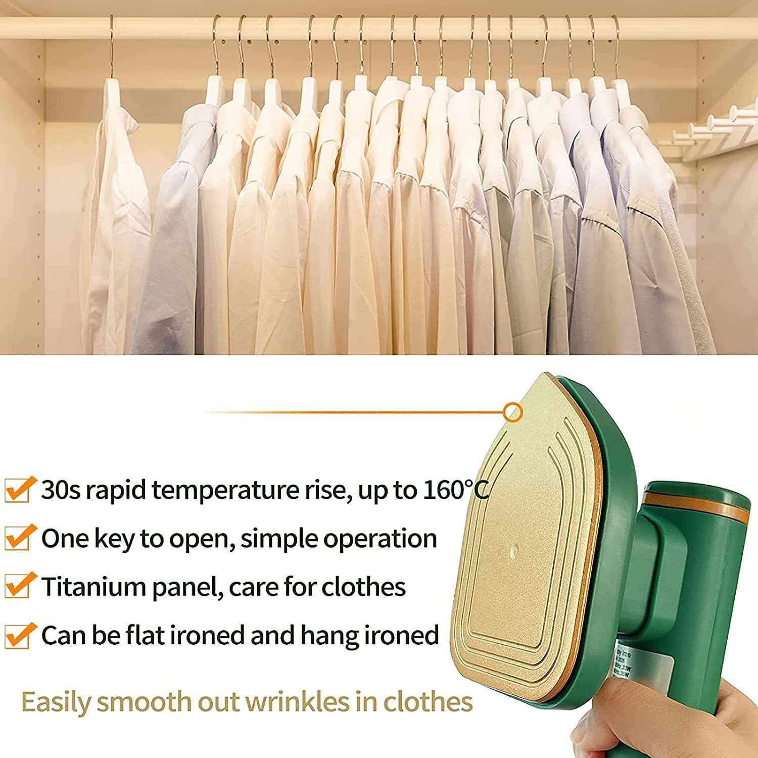 Portable Handheld Travel Steam Iron for Wrinkle-Free Garments