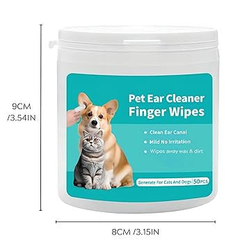 Dog & Pet Ear Cleaning Wipes - 50 Pack Finger Cover Wet Wipes