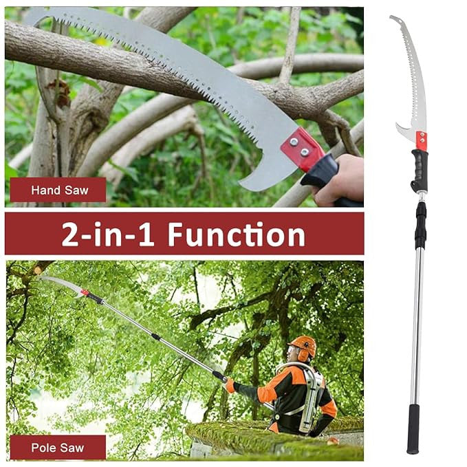 Telescopic Stainless Steel Pole Saw with Curved Hooked Blade
